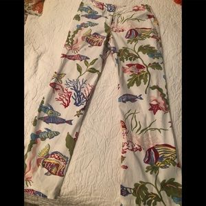 Talbots Summer Stretch Fish, Coral & Nautical Design Pants 8